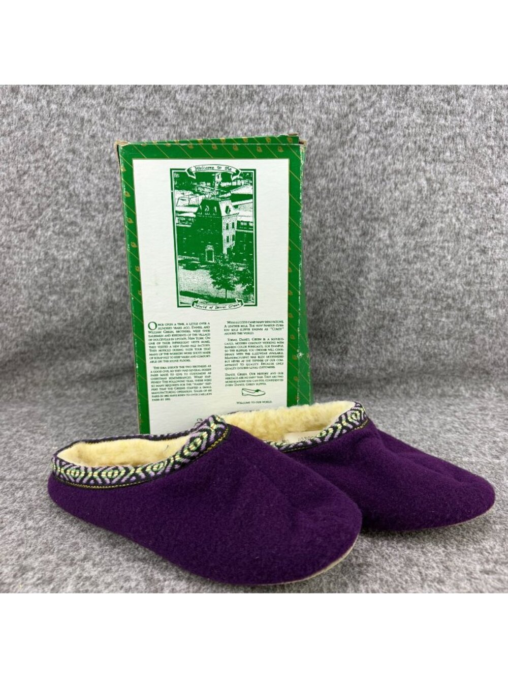 ✅Girls 2 VTG Daniel Green Emily Purple Fleece Slippers M70 With Original Box USA